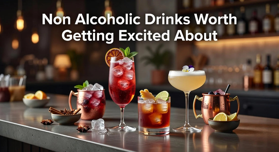 Professional header image for list-based article: Non Alcoholic Drinks Worth Getting Excited About