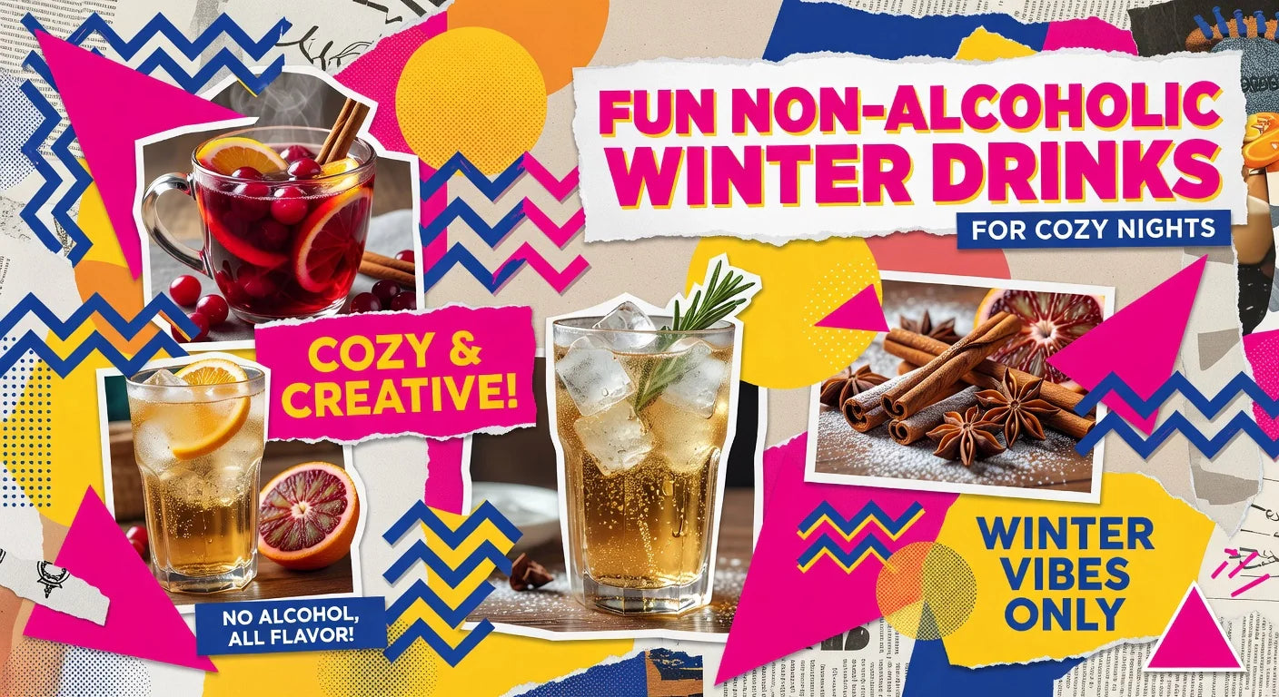 Professional header image for list-based article: Fun Non-Alcoholic Winter Drinks for Cozy Nights