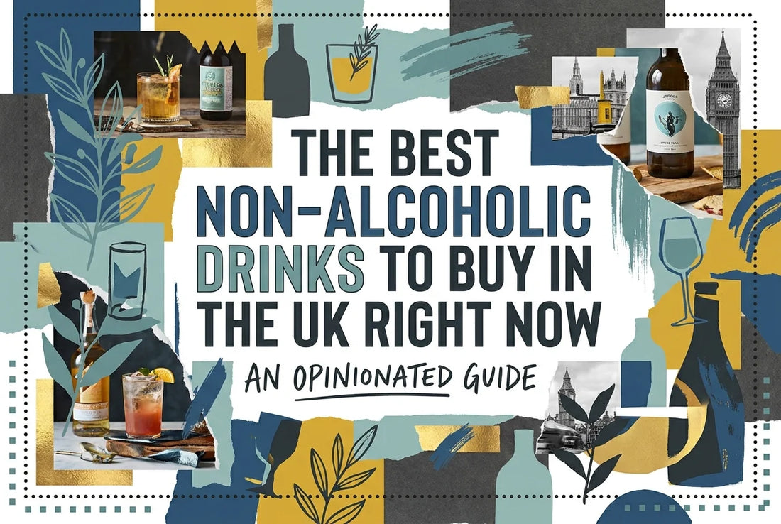 Professional header image for list-based article: The Best Non-Alcoholic Drinks to Buy in the UK Right Now:...