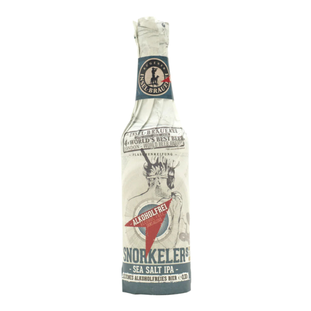 Snorkeler Sea Salt IPA bottle with label on a white background